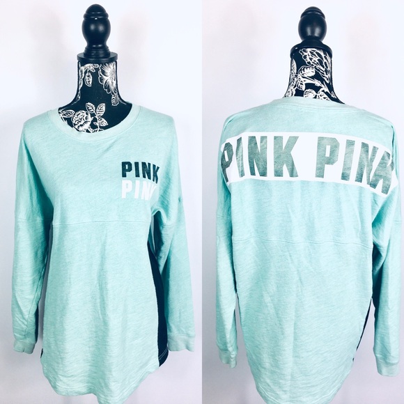 PINK Victoria's Secret Tops - VS Pink teal/black varsity fit pullover